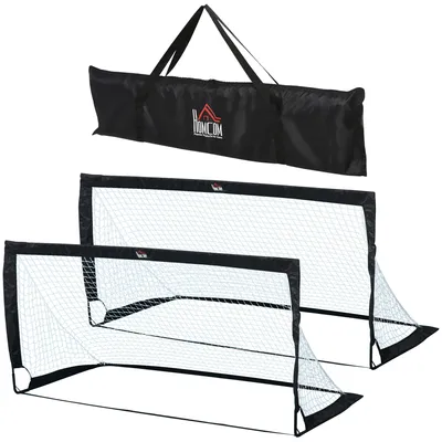 Produktbild von HOMCOM Fußballtore Fußballnetz 2er Set Minitore Faltbar Stahl 186x90x89 cm