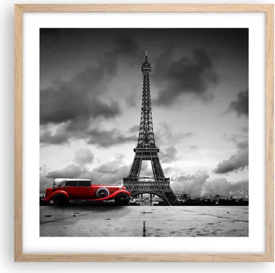 Produktbild von Gerahmtes Poster - Rahmen in heller Eiche - Auto Eiffle Paris Stadt - 50x50 cm - Wand Bild - Wanddeko - Wandbilder - Wandposter - Bilderrahmen - Bilder - Kunstdruck - Wandbild - P2NAC50x50-2828