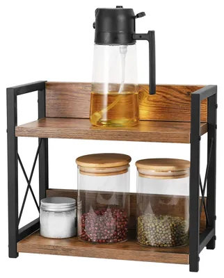 Productafbeelding van Houten Kruidenrek 2-laags - Keukenorganizer voor Koffiestation
