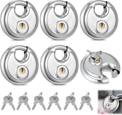 Produktbild von 6 Stück 70mm Vorhängeschloss mit 6 eigenen Schlüsseln – nicht gleichschließend, schloss aus Edelstahl, Vorhängeschlösser, Anhängerschloss, Rundbügelschloss, Rostfrei und Wetterfest