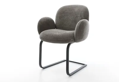 Produktbild von DELIFE Freischwinger Nube-Flex mit Armlehnen Bouclé Soft Schlamm Freischwinger flach Schwarz Taschenfederkern