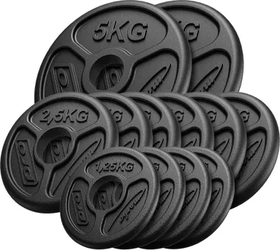 Image de Marbo Sport Ensemble de 30 kg de disques d'haltères olympiques en fonte Poids en fonte avec perçage de ø50/51 mm / 2 x 5 kg + 6 x 2,5 kg + 4 x 1,25 kg