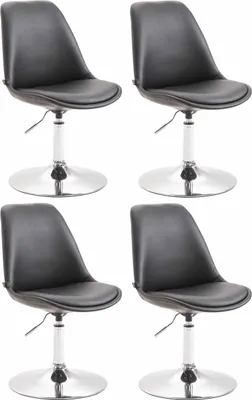 Produktbild von CLP 4er Set Esszimmerstühle Maverick Kunstleder drehbar und stufenlos verstellbar - Farbe: schwarz, Gestellfarbe: chrom