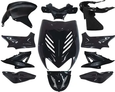Produktbild von DMP Verkleidungsset 11 Teilig schwarz metallic kompatibel mit Yamaha Aerox, MBK Nitro