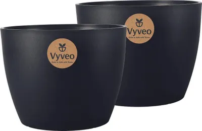 Produktbild von Vyveo - Blumentopf Lunda - 2er-Set - Schwarz - 31x23