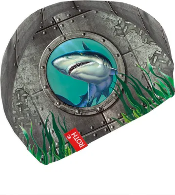Produktbild von ROTH Kinder-Badekappe, 21x19 cm, 82% Polyester, 18% Elasthan, Hai