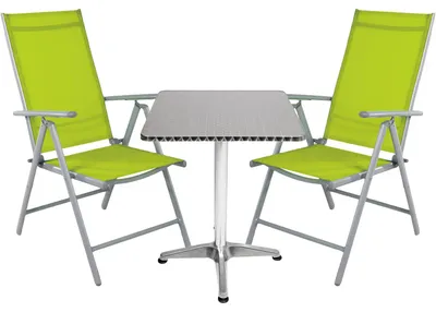 Produktbild von Bistrogarnitur 3-teilig Aluminium - Textilen / Lime