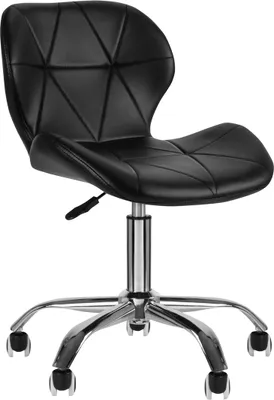 Produktbild von Kosmetikhocker QS-06 schwarz, höhenverstellbar 42-54 cm, Gaslift, Drehmechanismus, gummierte Rollen