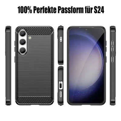 Produktbild von Carbon Hülle für Samsung Galaxy S24 Handyhülle Back Cover Handy Tasche Bumper