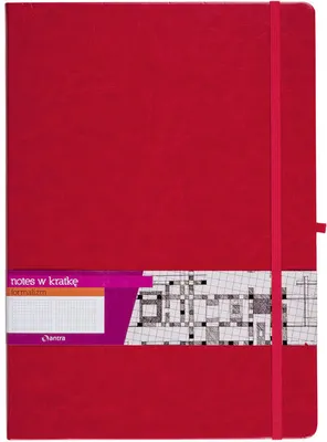 Produktbild von Antra A4 Notizbuch mit Gummiband, Rot, Kariert, 192 Seiten, Hardcover, Polnisch