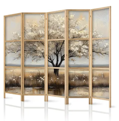 Produktbild von framed concept - Paravent Raumteiler aus Holz 225x172 cm, 5-teilig, einseitig, im orientalischen Stil