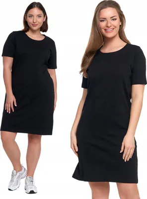 Produktbild von Damen T-Shirt Kleid Mit Kurzen Ärmeln Über Dem Knie Schwarz Moraj Xl