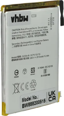 Produktbild von vhbw Akku kompatibel mit Google Pixel 3, G013B, G013A Handy Smartphone Telefon (2900 mAh, 3,85 V, Li-Polymer)