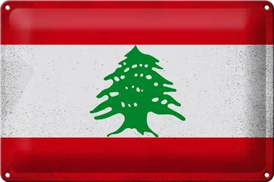 Produktbild von Blechschild Flagge Libanon 30x20cm Flag of Lebanon Vintage