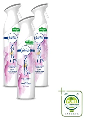 Immagine prodotto di 3 flaconi di spray deodorante Febreze Zero % - Profumo di orchidea - 300 ml - Confezione grande - 3 pezzi