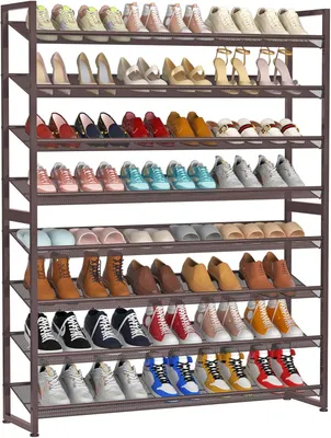 Produktbild von Schuhregal - Schuhaufbewahrung - Schuhdisplay - Schuhschrank - Metallschuhregal - 8 Ebenen