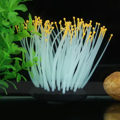Produktbild von Lebendige künstliche Korallenpflanze Ornament für Aquarium Unterwasserfischtank Nachtleuchte Orange