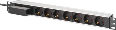 Produktbild von DIGITUS Steckdosenleiste 7-fach 19" Alu. 1HE schwarz
