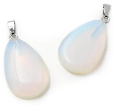 Produktbild von Vintageparts Anhänger Opalite Tropfen platinfarben 25,8 x 15,7 mm, 2 Stück