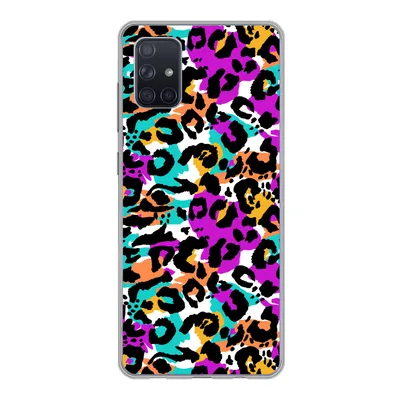 Produktbild von MuchoWow® Handyhülle Schutzhülle Hülle für Samsung Galaxy A71 Pantherdruck - Regenbogen - Weiß Silikon Softcase Handy Hülle - Kartenbesitzer