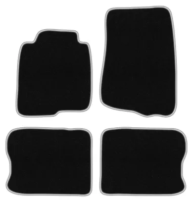 Image de Tapis de sol en moquette pour Volvo 240 / 260 1974-1993 (break/berline) – jeu de 4 pièces, noir/argent, sur mesure – Wielganizator CARLUX