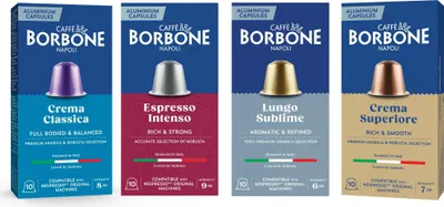 Produktbild von Caffè Borbone Verkostungsset 40 Kapseln Aluminium Kaffee Kompatibel mit verschiedenen Nespresso®-Maschinen*