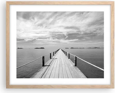 Produktbild von Gerahmtes Poster - Rahmen in heller Eiche - Holz Brücke Meer - 50x40 cm - Wand Bild - Wanddeko - Wandbilder - Kunstposter - Wandposter - Bilderrahmen - Bilder - Kunstdruck - P2NAA50x40-4985