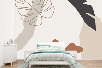 Produktbild von MuchoWow® Fototapete für Wohnzimmer oder Schlafzimmer Wandtapete Vinyl Motivtapete Sommer - Blätter - Weiß - 420x280 cm - Zimmer für Kinder