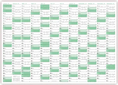 Produktbild von Green Wandkalender / Wandplaner 2027 gefaltet DIN A3 Format (297 x 420 mm) mit 12 Monaten