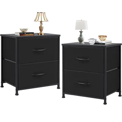 Produktbild von Sweetcrispy 2er Set Nachttische, Nachtschrank Kommode mit 2 Schubladen, Beistelltisch, Sofatisch, 64 cm hoch