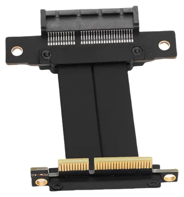 Obrázok produktu pre Predlžovací kábel PCIe 4.0 x4, samec 90° – samica 180°, 8 Gb/s, 4. generácie, predlžovací kábel pre grafickú kartu, 5 cm