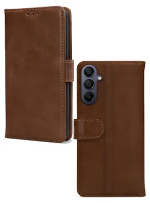 Image de Étui Mobilize Wallet pour Samsung Galaxy A05s - Étui à rabat en cuir véritable avec porte-monnaie - Marron