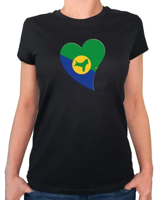 Produktbild von Huuraa Damen T-Shirt Weihnachtsinsel Flagge Herz S Black Bio Baumwolle Fairtrade Damenshirt Geschenkidee