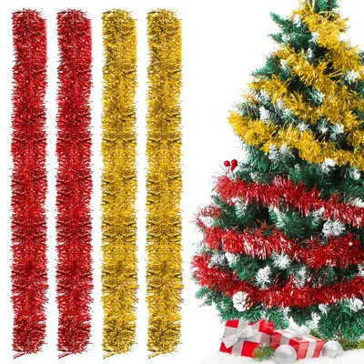 Weihnachtsgirlande 4 Stück 2 m Rot Gold Christbaumschmuck