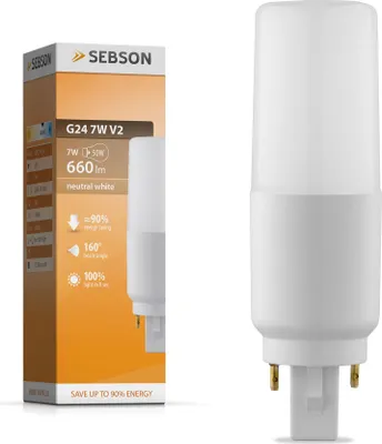 Produktbild von LED Lampen G24d neutralweiß 7W / 50W G24 Leuchtmittel 230V 660lm 4000K SEBSON