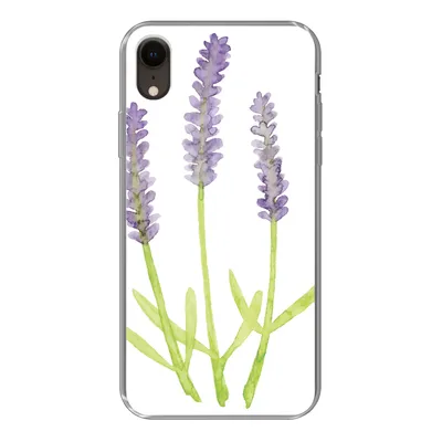 Produktbild von MuchoWow® Handyhülle Schutzhülle Hülle für iPhone XR Lavendel - Aquarell - Pflanzen Silikon Softcase Handy Hülle - Schutzdeckel
