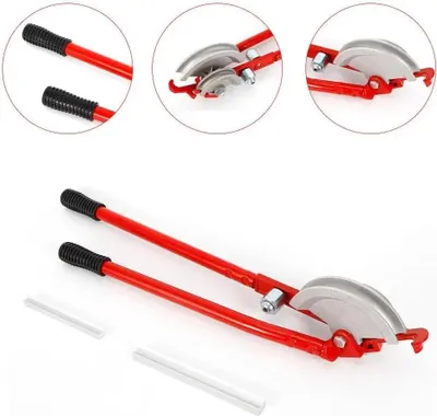 Produktbild von Rohrbiegezange - Manueller Rohrbieger - 15/22 mm - 2 Metall-Andruckrollen - Gusseisen - Robust - Rot