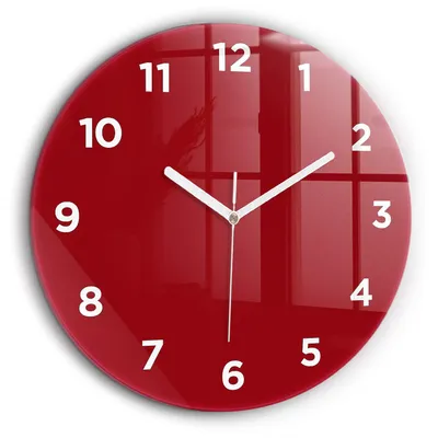 Produktbild von Wallfluent Große Wanduhr – Stilles Quarzuhrwerk - Uhr Dekoration Wohnzimmer Schlafzimmer Küche - Zifferblatt - weiße Zeiger - 60 cm - Rot