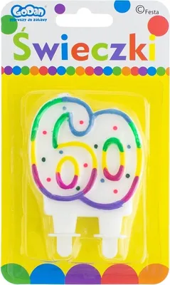 Zdjęcie produktu dla Świeczka z cyfrą i kropkami 60 8 cm – (kategoria główna)