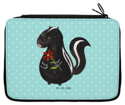 Produktbild von Mr. & Mrs. Panda Federmäppchen Stinktier Blume - Türkis Pastell - Geschenk, Mäppchen, Stinker, Stiftemappe, Wildtier, Etui für Stifte, Raubtier, Bleistiftetui, Träume