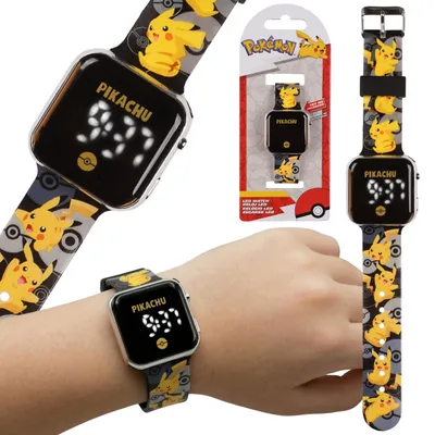 Produktbild von Pokémon Pikachu Digitale Armbanduhr für Jungen in Schwarz, LED-Uhr mit Datum und Uhrzeit