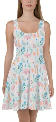 Produktbild von Mr. & Mrs. Panda Kleid Meeresrauschen Design XXXL - Weiß - Geschenk, Meer, Sommerkleid, Damen-Sommerkleid, Muster, Maritim, Strandkleid, Minikleid, Beach, Korallen