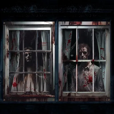 Imagen del producto de 2 Piezas de Cortinas de Halloween para Decoración de Ventanas