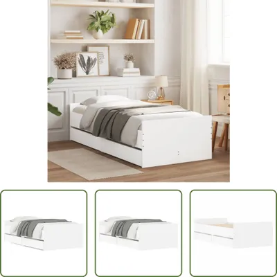 Image de The Living Store Cadre de lit avec tiroirs blanc 90x200 cm