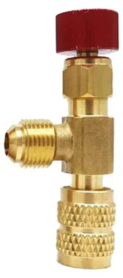 Productafbeelding van INF Koperen koudemiddel veiligheidsklep R410 (Side 22 - Bottom 410) compatibel met R22 en R410a, rood