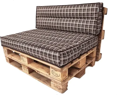 Obrázek produktu pro PillowPrim sada paletových polštářů odnímatelný potah voděodolné paletové polštářky zahradní sada polštářů (sedák 120x80 opěradlo 120x40) hnědá kostkovaná barva