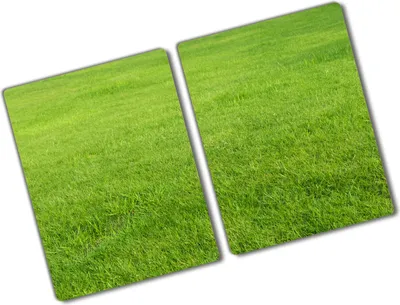 Produktbild von Tulup Glas Herdabdeckplatte - 2x40x52 cm - Glaskeramikkochfeld-Abdeckung Spritzschutz Glasabdeckplatte Kochplattenabdeckung und Schneidebrett - Zweiteilig - Landschaften - Grünes Gras - Grün
