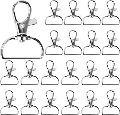 Produktbild von Belle Vous Metall Karabiner Schlüsselanhänger Haken mit D Ring (60er Pack) - 25 mm Innenbreite - Drehbarer Karabiner Klein - Karabinerhaken für