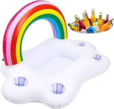 Obrázek produktu pro Uniqoos® Nafukovací plovoucí chladící box na nápoje a držák na kelímky s havajským motivem, výška cca 40 cm, průměr cca 60 cm, vhodný do bazénu i na party