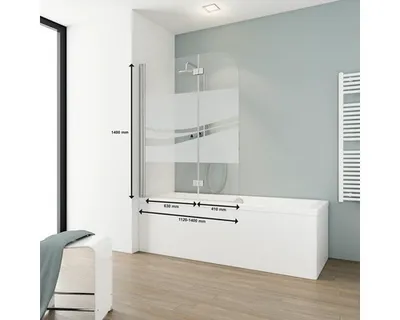 Produktbild von SCHULTE Badewannenaufsatz 2-teilig Komfort 112 x 140 cm Glasdekor Liane Profilfarbe chromoptik D3353 41 97 140